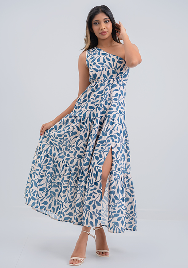 EMILIA ONE SHOULDER PRINTED DRESS